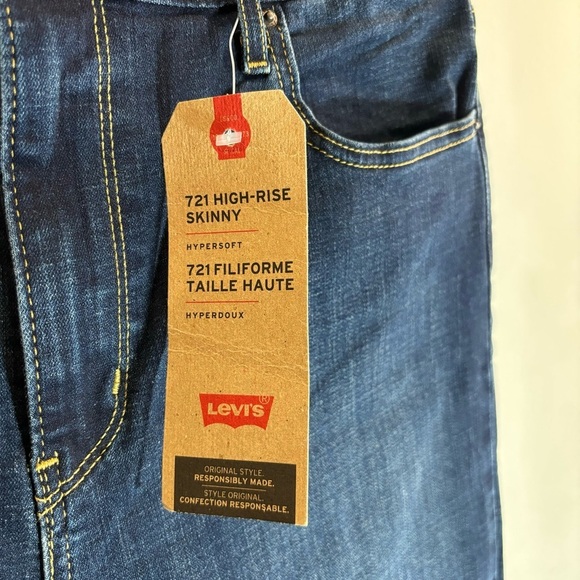 LEVI’S 721 Sz 32 Skinny High Rise Dark Wash Jeans New with Tags - Picture 4 of 10